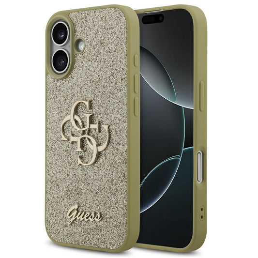 Guess Fixed Glitter Big 4G Apple iPhone 17 hátlap tok, csillámos, arany - iPhone 17 tok a Domshop kínálatából