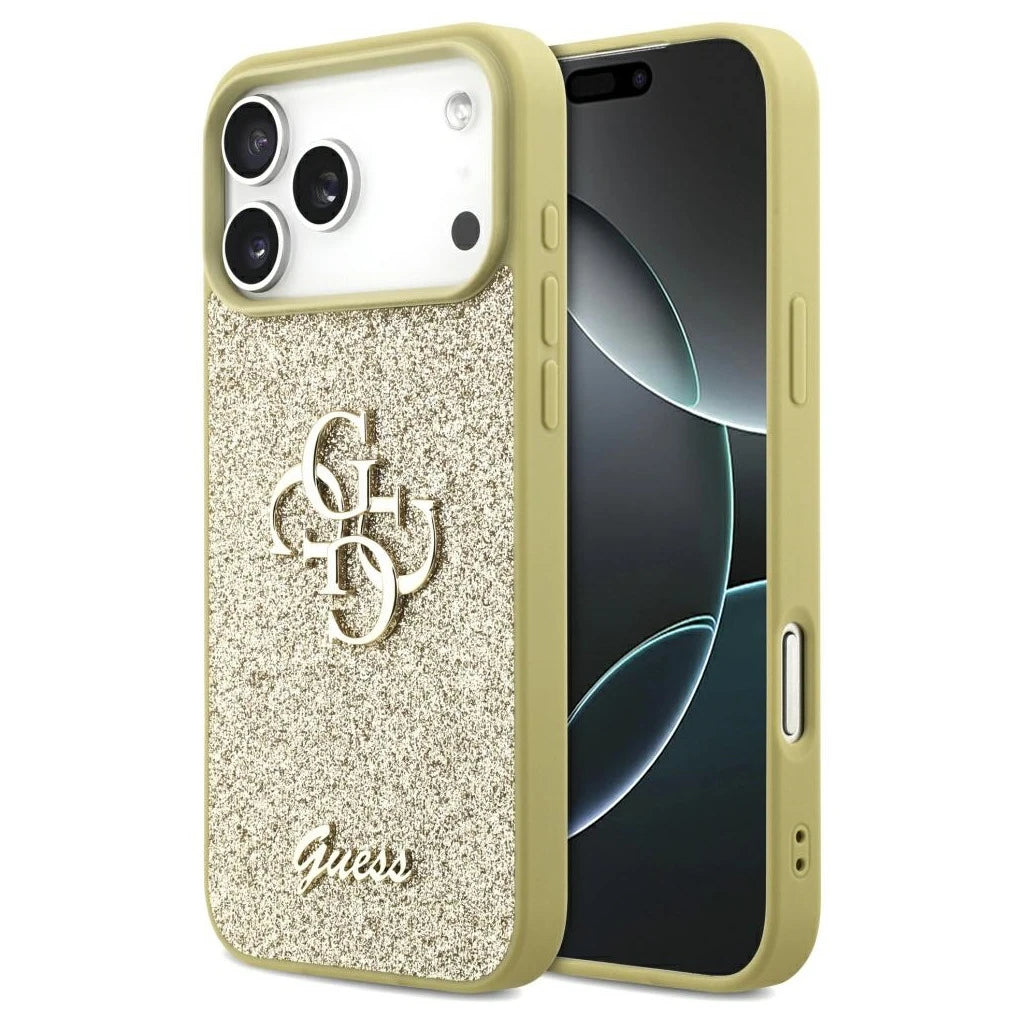 Guess Fixed Glitter Big 4G tok iPhone 17 Pro Max készülékhez arany - iPhone 17 Pro Max tok a Domshop kínálatából