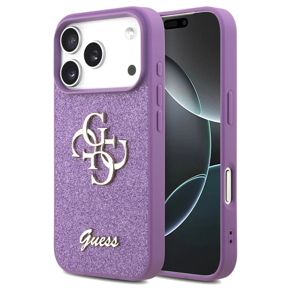 Guess Fixed Glitter Big 4G tok iPhone 17 Pro készülékhez lila - iPhone 17 Pro tok a Domshop kínálatából