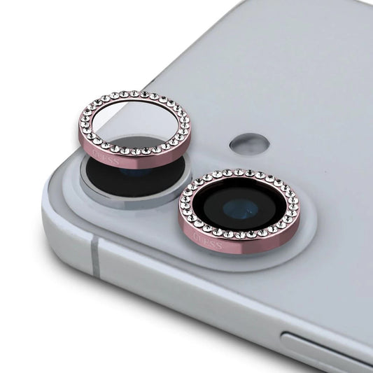 Guess Fixed Glliter védőlencse iPhone 16/16 Plus készülékhez rózsaszín - a Domshop kínálatából
