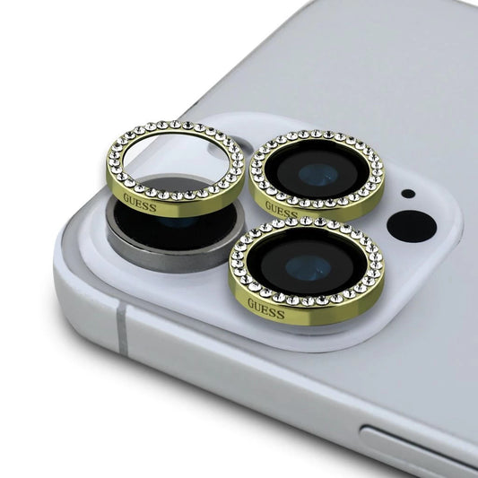 Guess Fixed Glliter védő lencse iPhone 16 Pro/16 Pro Max készülékhez arany - a Domshop kínálatából