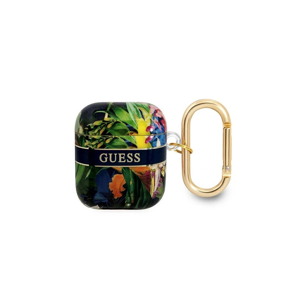 Guess GUA2HHFLB AirPods készülékhez tok Flower Strap Collection kék - AirPods 1/2 tok a Domshop kínálatából