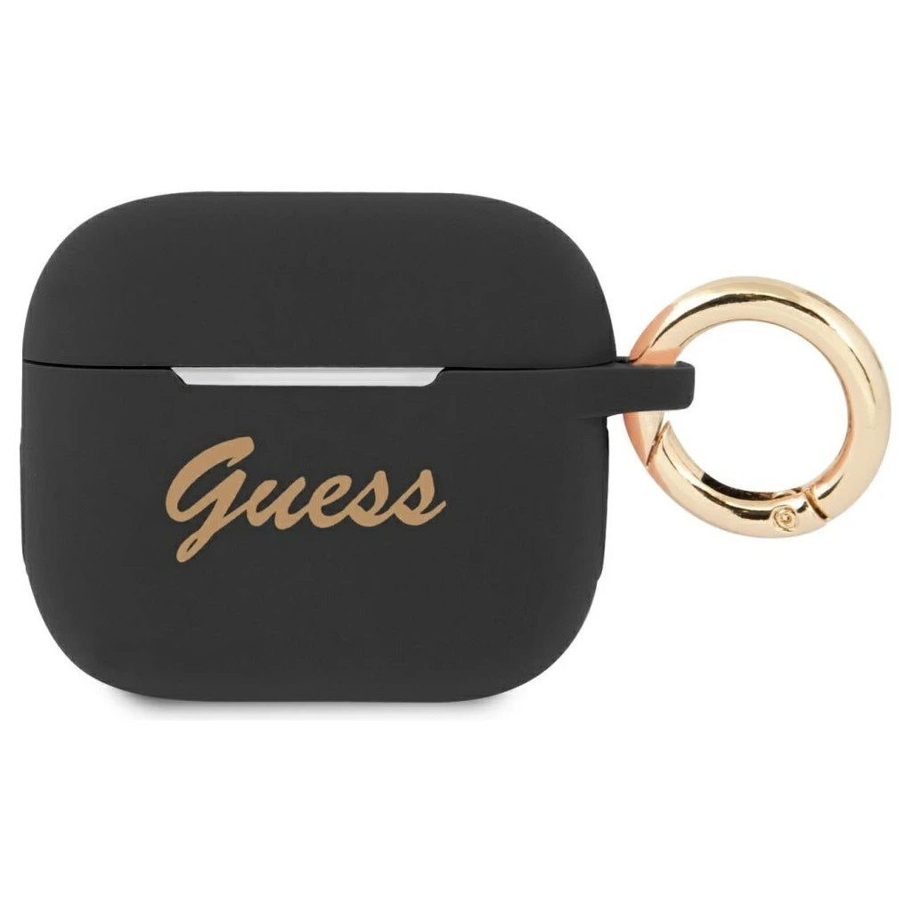 Guess GUA3SSSK AirPods 3 készülékhez tok szilikon Vintage Script fekete - AirPods 3 tok a Domshop kínálatából