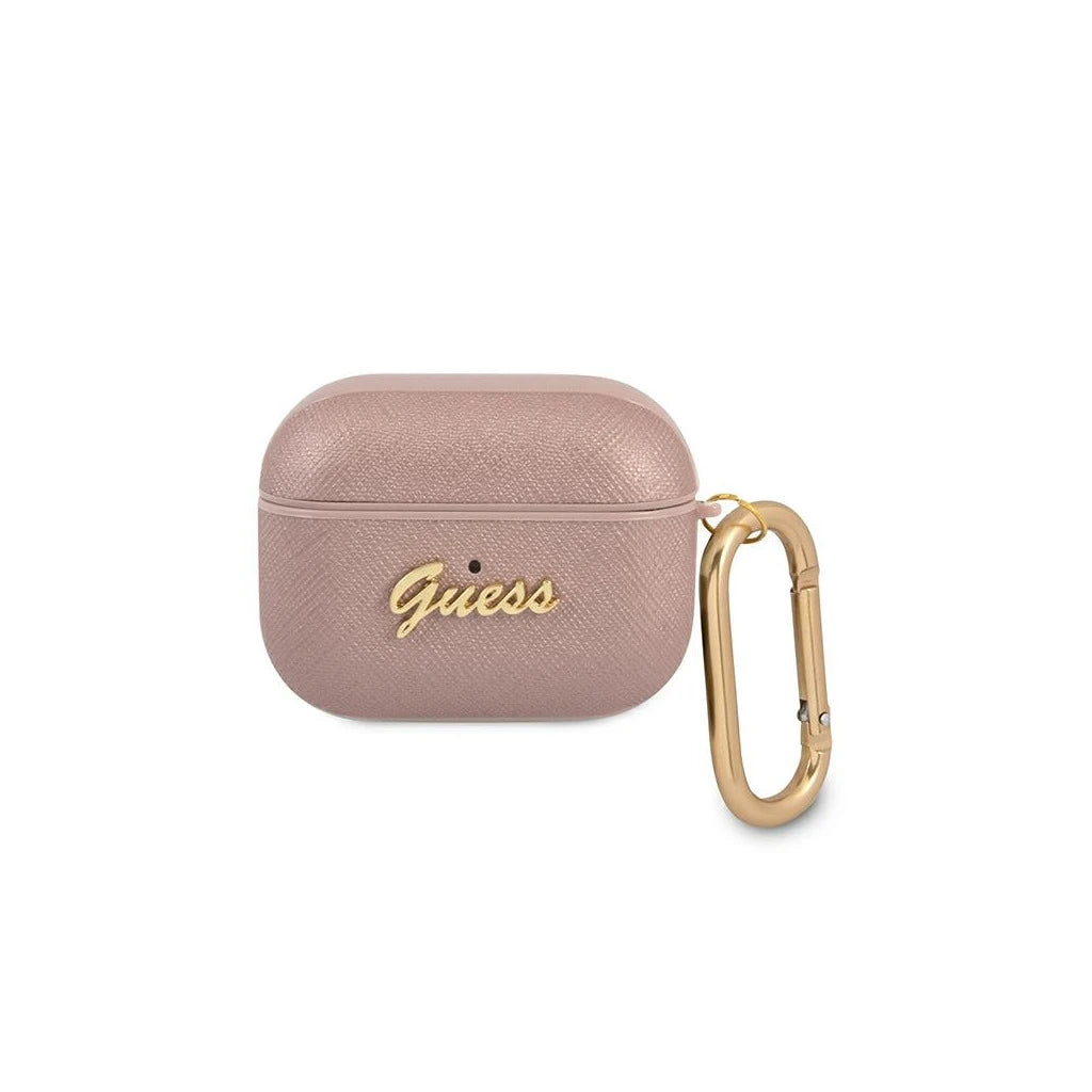Guess GUAPSASMP AirPods Pro készülékhez tok rózsaszín Saffiano Script Metal Collection - AirPods Pro tok a Domshop kínálatából