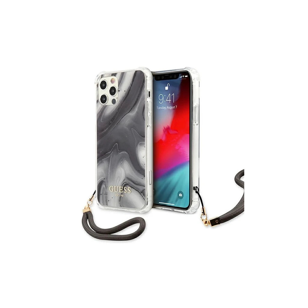 Guess GUHCP12LKSMAGR iPhone 12 Pro Max 6,7" készülékhez kemény tok Marble Collection szürke - iPhone 12 Pro Max tok a Domshop kínálatából