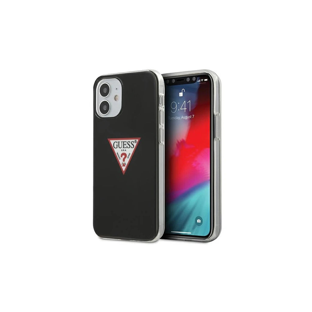 Guess GUHCP12SPCUCTLBK iPhone 12 mini 5,4" készülékhez kemény tok Triangle Collection fekete - iPhone 12 Mini tok a Domshop kínálatából