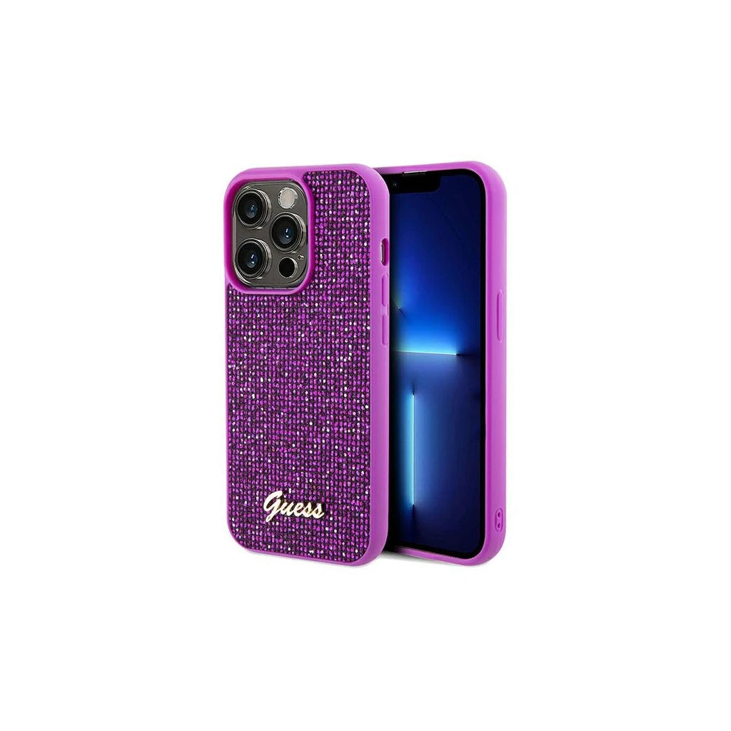 Guess GUHCP14LPMSDGSF iPhone 14 Pro 6.1" készülékhez kemény tok Disco Metal Script fuszsia - iPhone 14 Pro tok a Domshop kínálatából
