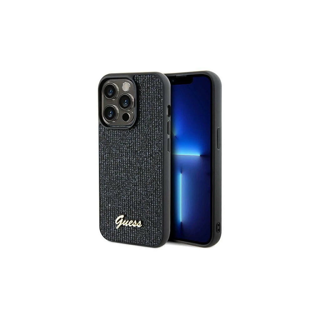 Guess GUHCP14LPMSDGSK iPhone 14 Pro 6.1 készülékhez kemény tok Disco Metal Script fekete - iPhone 14 Pro tok a Domshop kínálatából