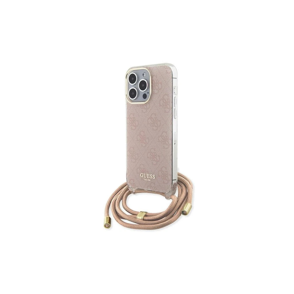 Guess GUHCP15LHC4SEP iPhone 15 Pro 6.1 készülékhez tok Crossbody Cord 4G Print rózsaszín - iPhone 15 Pro tok a Domshop kínálatából