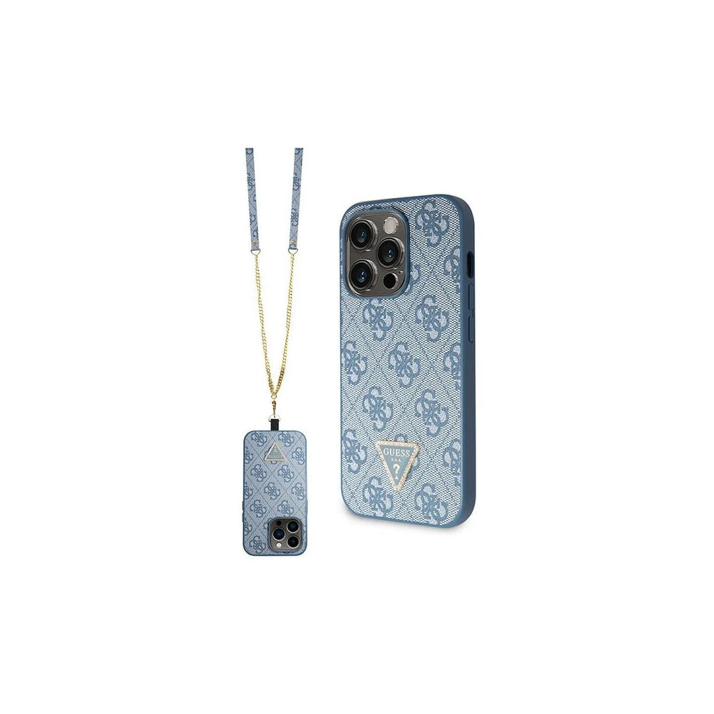 Guess GUHCP15LP4TDSCPB iPhone 15 Pro 6.1" készülékhez kemény tok Crossbody 4G Metal Logo kék - iPhone 15 Pro tok a Domshop kínálatából