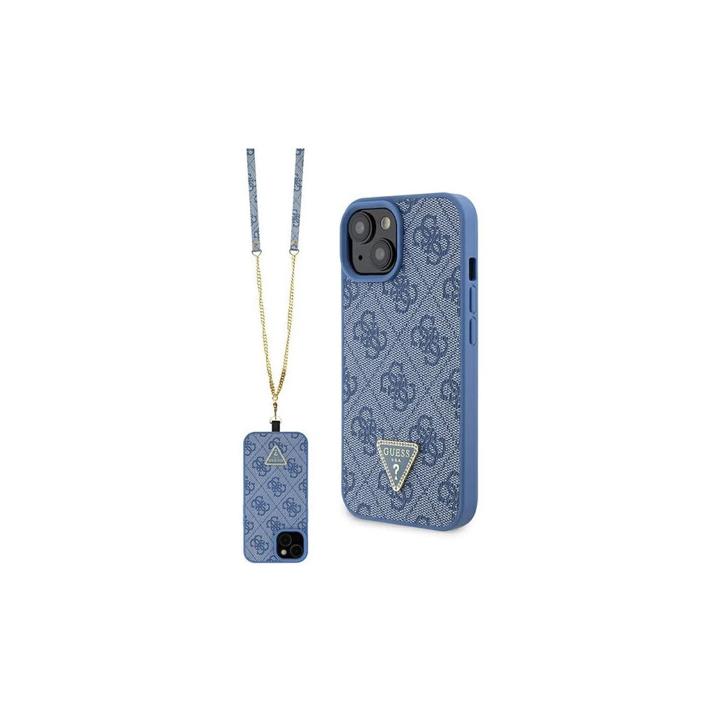 Guess GUHCP15SP4TDSCPB iPhone 15/14/13 6.1 készülékhez kemény tok Crossbody 4G Metal Logo kék - iPhone 13/14/15 tok a Domshop kínálatából