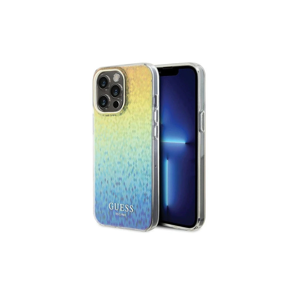 Guess GUHCP15XHDECMI iPhone 15 Pro Max készülékhez 6,7 hüvelykes kemény tok IML Faceted Mirror Disco Iridescen - iPhone 15 Pro Max tok a Domshop kínálatából