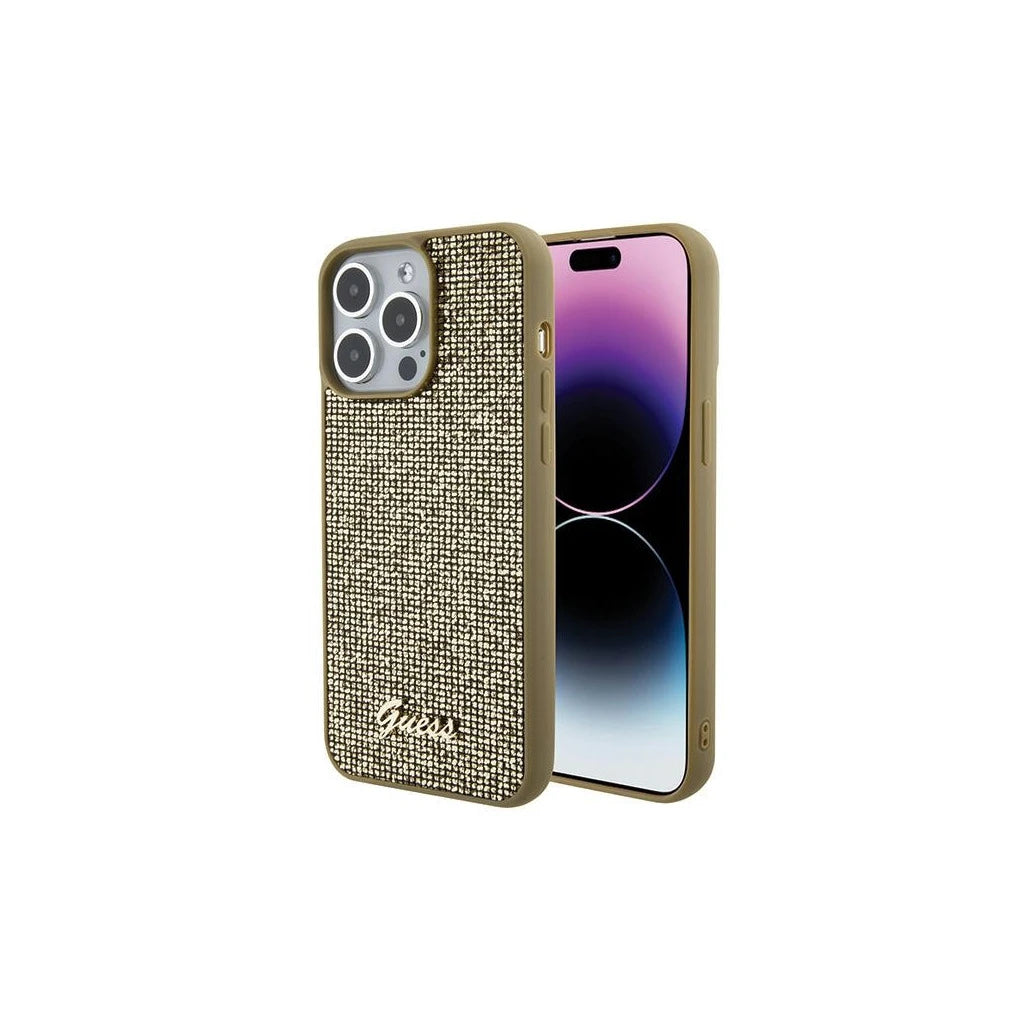 Guess GUHCP15XPMSDGSD iPhone 15 Pro Max készülékhez 6.7" Disco Metal Script kemény tok arany - iPhone 15 Pro Max tok a Domshop kínálatából