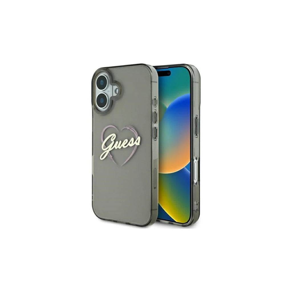 Guess GUHCP16SHCHGSPK iPhone 16 6.1 készülékhez kemény tok IML Heart fekete - iPhone 16 tok a Domshop kínálatából