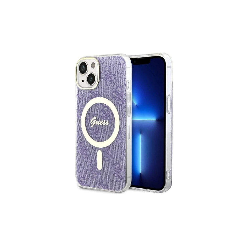 Guess GUHMP14MH4STU iPhone 14 Plus / 15 Plus 6.7" készülékhez 4G MagSafe kemény tok lila - iPhone 14 Plus/15Plus tok a Domshop kínálatából
