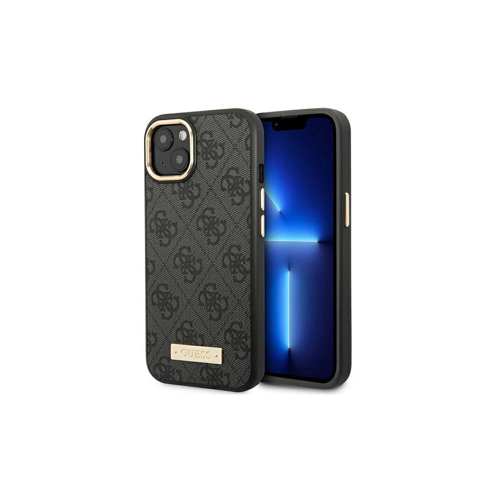 Guess GUHMP14MU4GPRK iPhone 14 Plus / 15 Plus készülékhez 6,7 hüvelykes kemény tok 4G Logo Plate MagSafe fekete - iPhone 14 Plus/15Plus tok a Domshop kínálatából