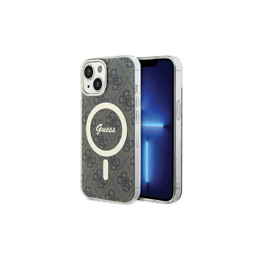 Guess GUHMP15MH4STW iPhone 15 Plus/14 Plus készülékhez 6.7" kemény tok IML 4G MagSafe barna - iPhone 14 Plus/15Plus tok a Domshop kínálatából