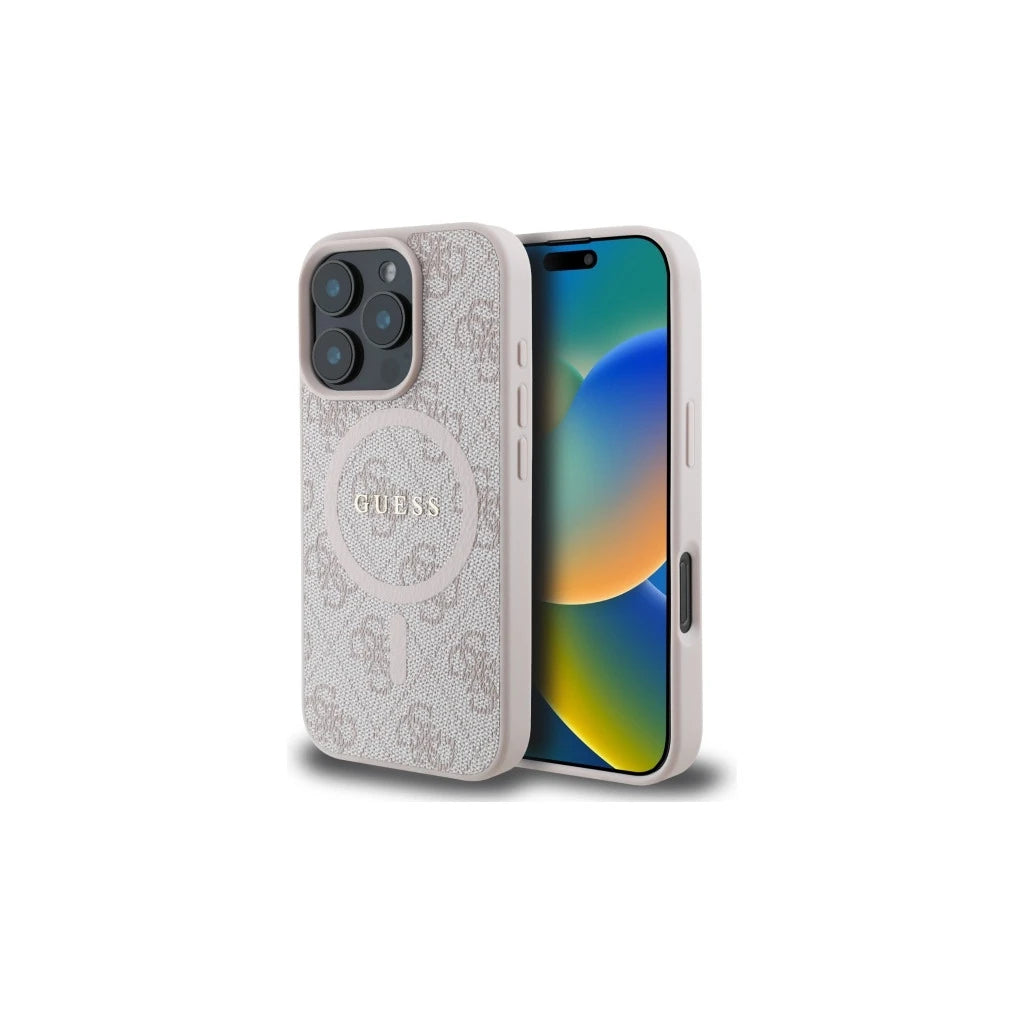 Guess GUHMP16XG4GFRP iPhone 16 Pro Max készülékhez 6.9" tok 4G Ring Classic Logo MagSafe rózsaszín - iPhone 16 Pro Max tok a Domshop kínálatából