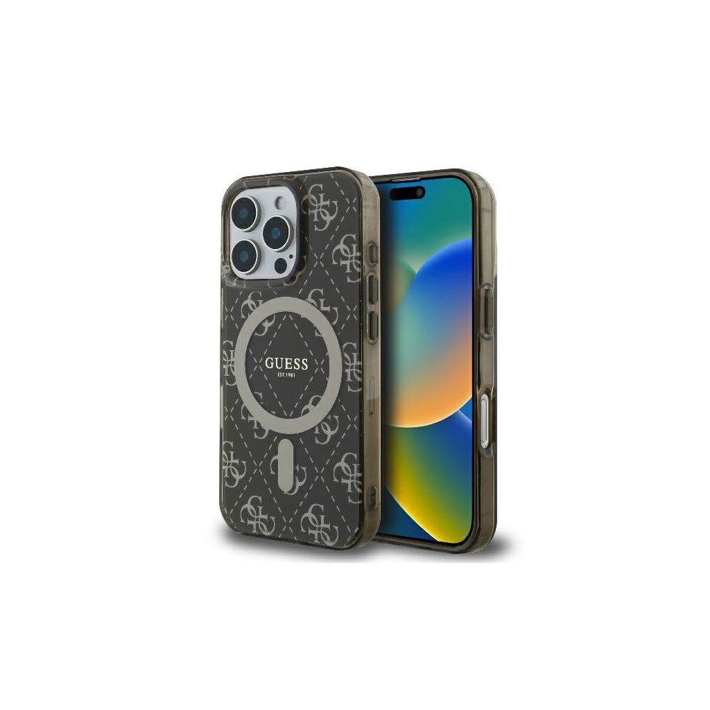 Guess GUHMP16XH4DTEW iPhone 16 Pro Max készülékhez 6.9" kemény tok, IML, 4G Background, MagSafe, barna - iPhone 16 Pro Max tok a Domshop kínálatából