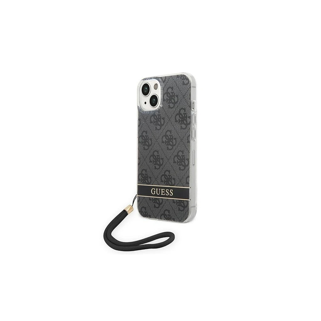 Guess GUOHCP14MH4STK iPhone 14 Plus / 15 Plus készülékhez 6.7” kemény tok 4G Print Strap fekete - iPhone 14 Plus/15Plus tok a Domshop kínálatából