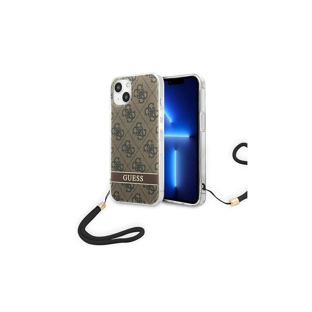 Guess GUOHCP14MH4STW 4G Print Strap keménytok iPhone 14 Plus/15 Plus 6,7" készülékhez barna - iPhone 14 Plus/15Plus tok a Domshop kínálatából