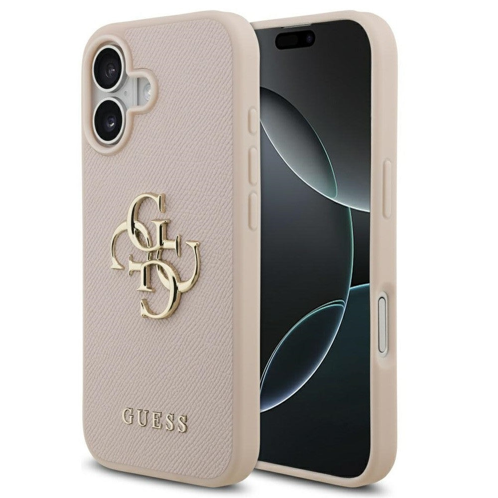 Guess Grained Big 4G & Classic Logo Apple iPhone 17 hátlap tok, rózsaszín - iPhone 17 tok a Domshop kínálatából