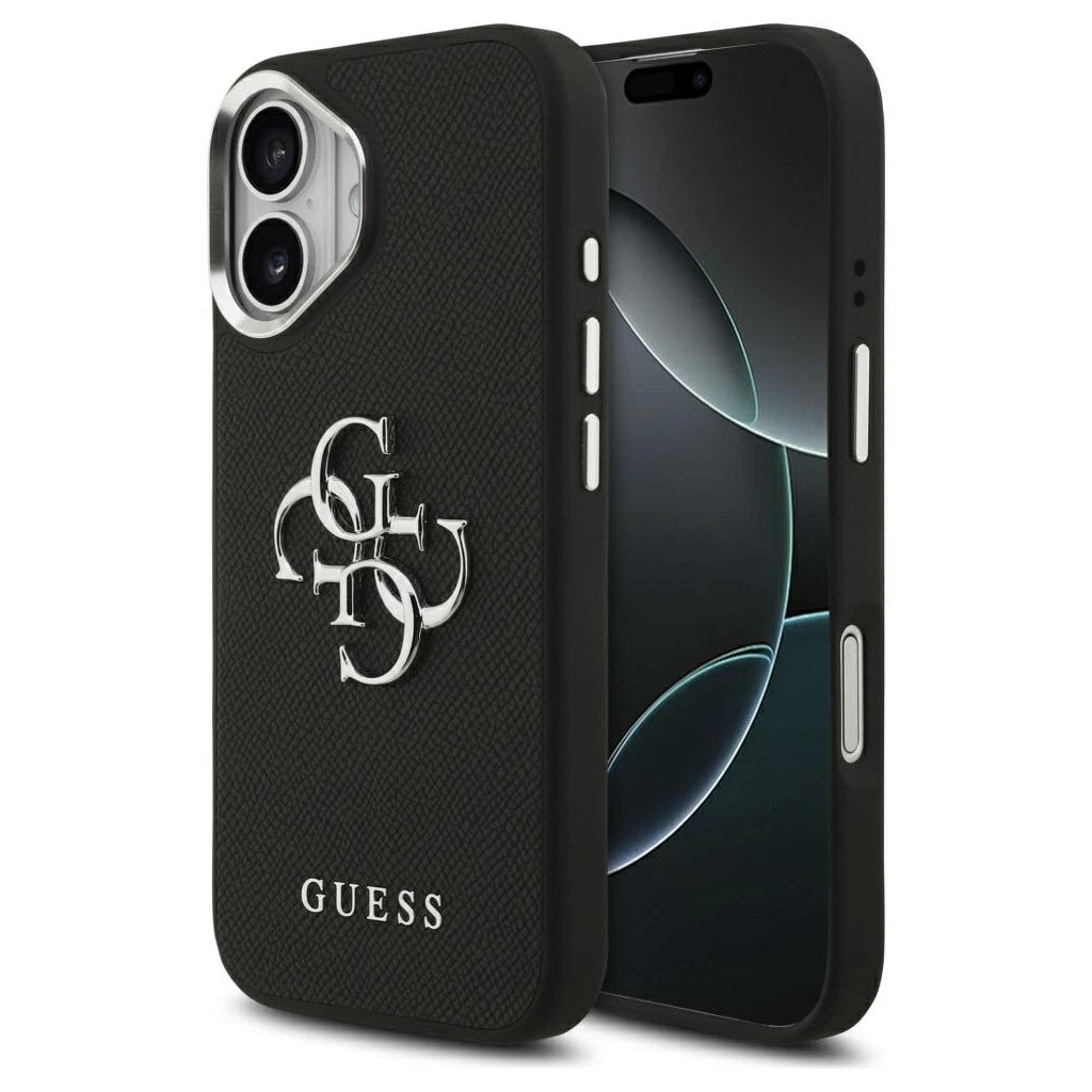Guess Grained Big 4G Classic Logo tok iPhone 17 készülékhez fekete - iPhone 17 tok a Domshop kínálatából