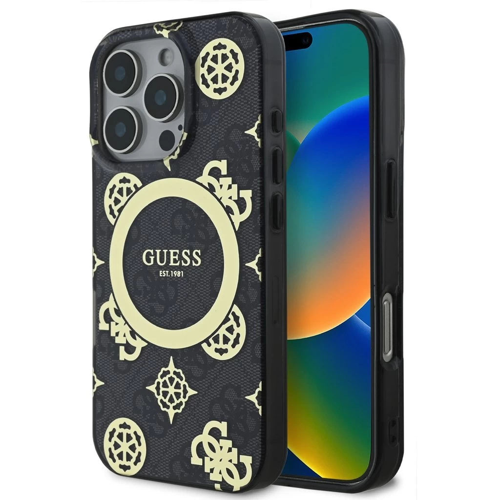 Guess IML 4G Peony MagSafe tok iPhone 16 Pro Max készülékhez fekete - iPhone 16 Pro Max tok a Domshop kínálatából