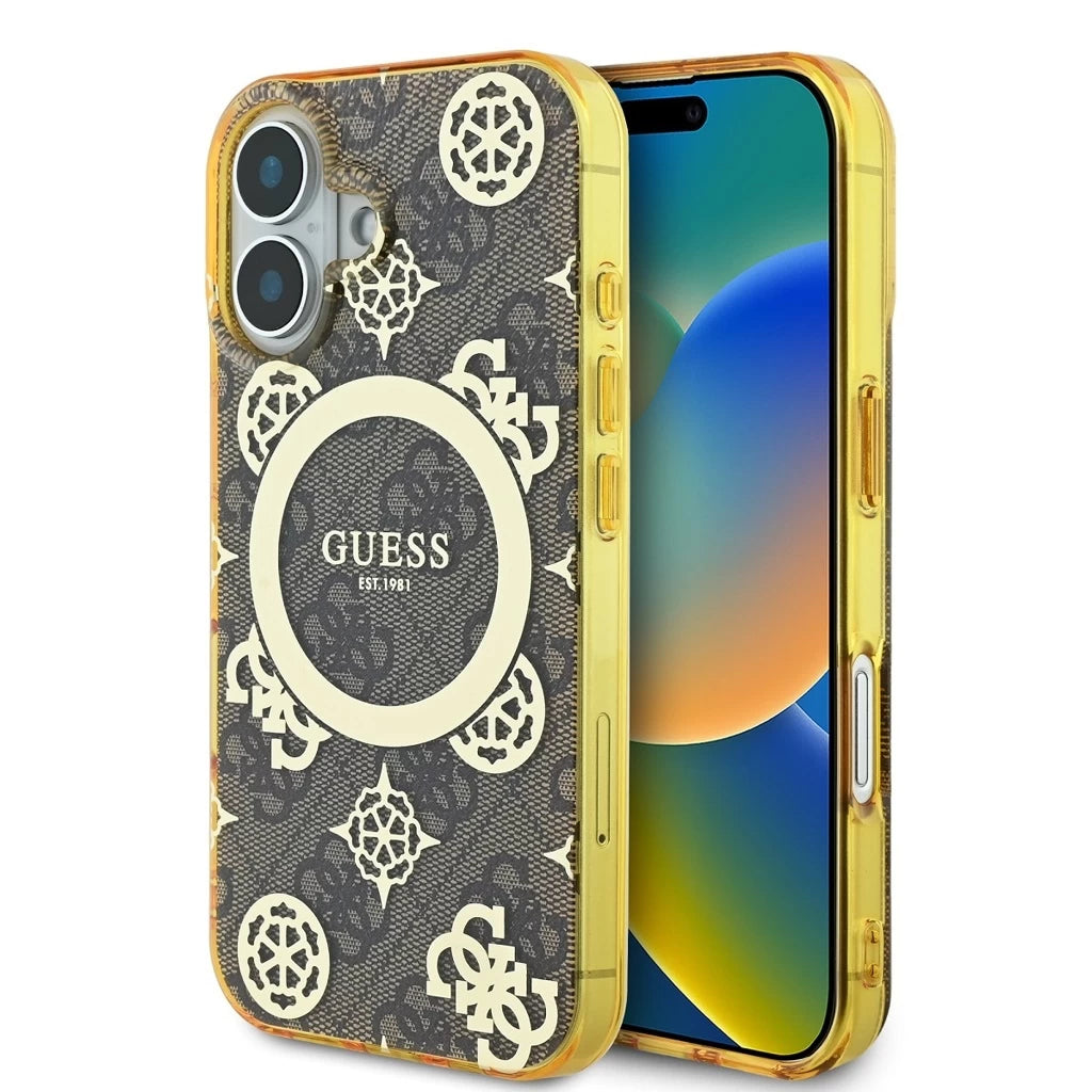 Guess IML 4G Peony MagSafe tok iPhone 16 készülékhez barna - iPhone 16 tok a Domshop kínálatából