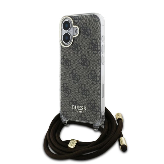 Guess IML 4G nyomtatott keresztpántos tok iPhone 16 készülékhez barna - iPhone 16 tok a Domshop kínálatából