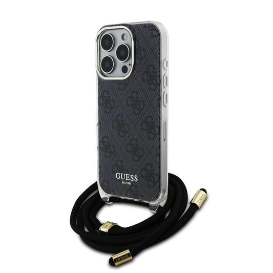 Guess IML 4G nyomtatott vállpántos tok iPhone 16 Pro Max készülékhez fekete - iPhone 16 Pro Max tok a Domshop kínálatából