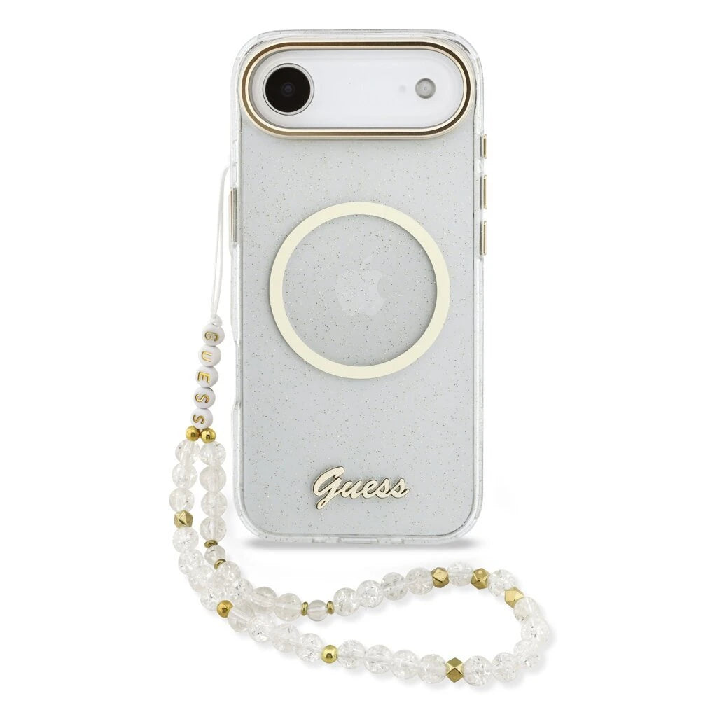 Guess IML Glitter Script Strap MagSafe tok iPhone Air készülékhez átlátszó - iPhone 17 Air tok a Domshop kínálatából