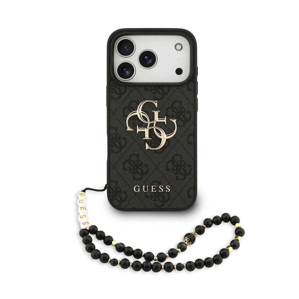 Guess PU 4G Metal Logo Strap hátsó tok iPhone 17 Pro készülékhez fekete - iPhone 17 Pro tok a Domshop kínálatából