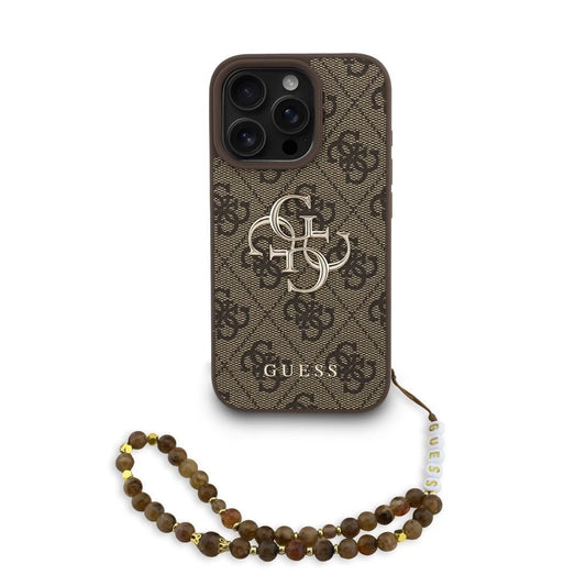 Guess PU 4G Metal Logo Strap tok iPhone 16 Pro Max készülékhez barna - iPhone 16 Pro Max tok a Domshop kínálatából