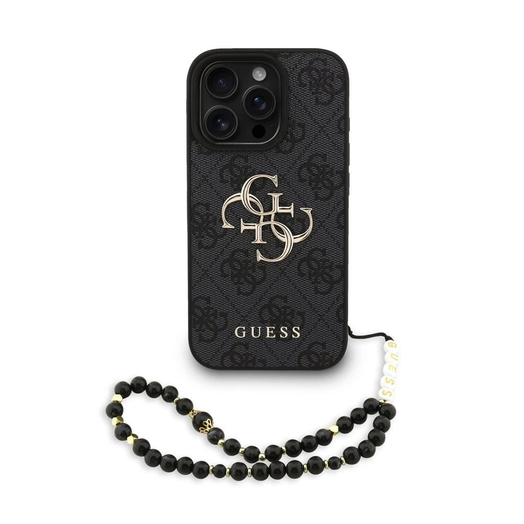 Guess PU 4G Metal Logo Strap tok iPhone 16 Pro Max készülékhez fekete - iPhone 16 Pro Max tok a Domshop kínálatából