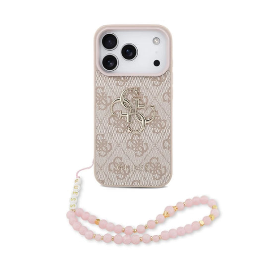 Guess PU 4G Metal Logo Strap tok iPhone 17 Pro készülékhez rózsaszín - iPhone 17 Pro tok a Domshop kínálatából