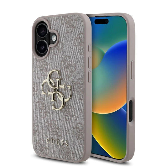 Guess PU 4G Metal Logo tok iPhone 16 készülékhez rózsaszín - iPhone 16 tok a Domshop kínálatából