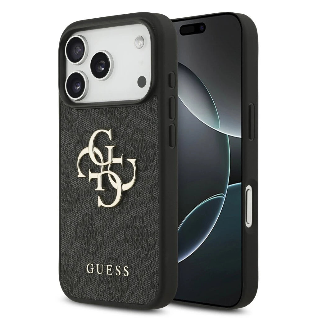 Guess PU 4G Metal Logo tok iPhone 17 Pro készülékhez szürke - iPhone 17 Pro tok a Domshop kínálatából