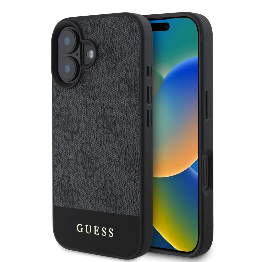 Guess PU 4G Stripe tok iPhone 16 készülékhez szürke - iPhone 16 tok a Domshop kínálatából