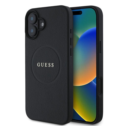 Guess PU Grained Classic Logo MagSafe tok iPhone 16 készülékhez fekete - iPhone 16 tok a Domshop kínálatából