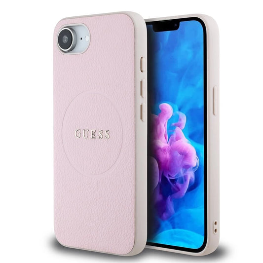 Guess PU Grained Classic Logo MagSafe tok iPhone 16e készülékhez rózsaszín - iPhone 16e tok a Domshop kínálatából