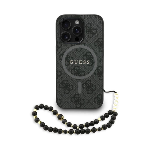 Guess PU Leather 4G Colored Ring Strap MagSafe tok iPhone 15 Pro készülékhez fekete - iPhone 15 Pro tok a Domshop kínálatából