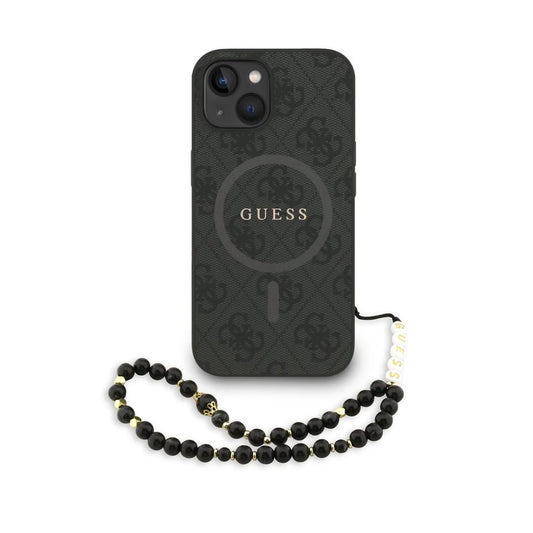 Guess PU Leather 4G Colored Ring Strap MagSafe tok iPhone 15 készülékhez fekete - iPhone 15 tok a Domshop kínálatából