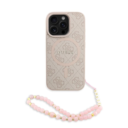 Guess PU Leather 4G Colored Ring Strap MagSafe tok iPhone 16 Pro készülékhez rózsaszín - iPhone 16 Pro tok a Domshop kínálatából