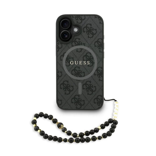 Guess PU Leather 4G Colored Ring Strap MagSafe tok iPhone 16 készülékhez fekete - iPhone 16 tok a Domshop kínálatából