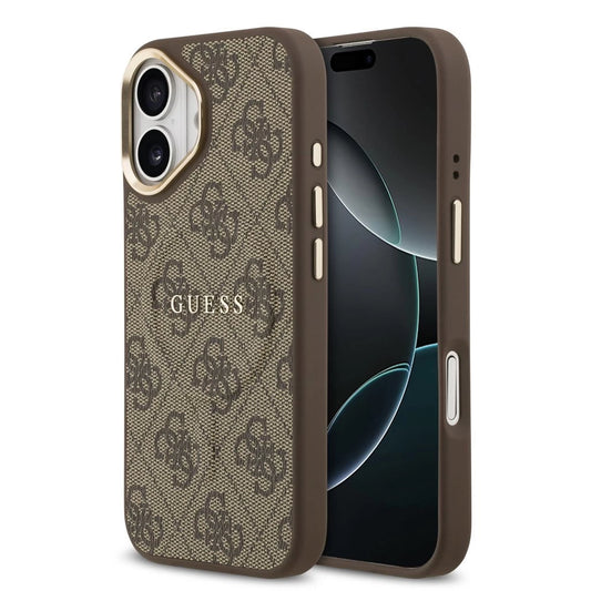 Guess PU Leather 4G Gold Frame MagSafe tok iPhone 17 készülékhez barna - iPhone 17 tok a Domshop kínálatából