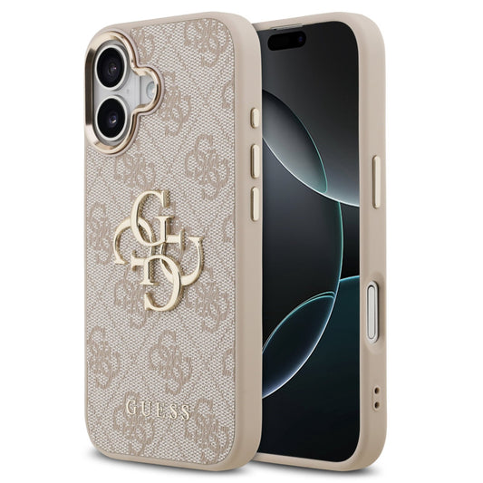 Guess PU Leather 4G Metal Logo Gold Frame Apple iPhone 17 MagSafe hátlap tok, rózsaszín - iPhone 17 tok a Domshop kínálatából