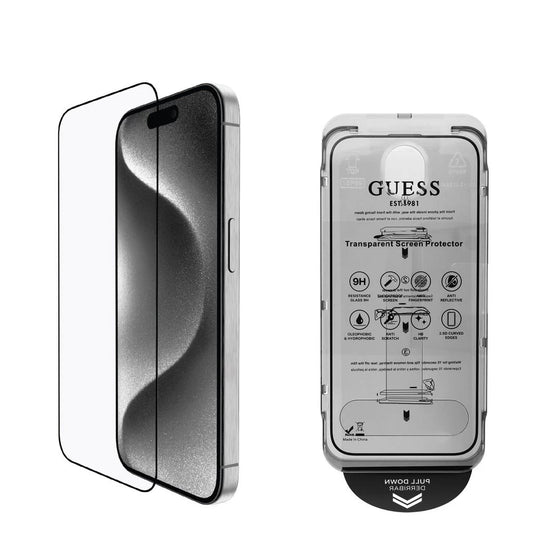 Guess kijelzővédő 2.5D iPhone 16 Pro készülékhez fekete - iPhone 16 Pro tok a Domshop kínálatából