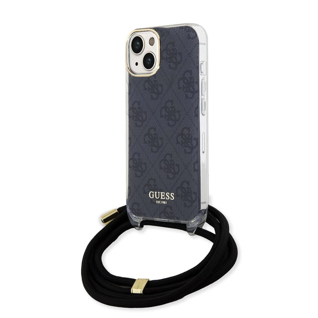 Guess tok + crossbody strap Fekete Apple Iphone 15 készülékhez GUHCP15SHC4SEK - iPhone 15 tok a Domshop kínálatából