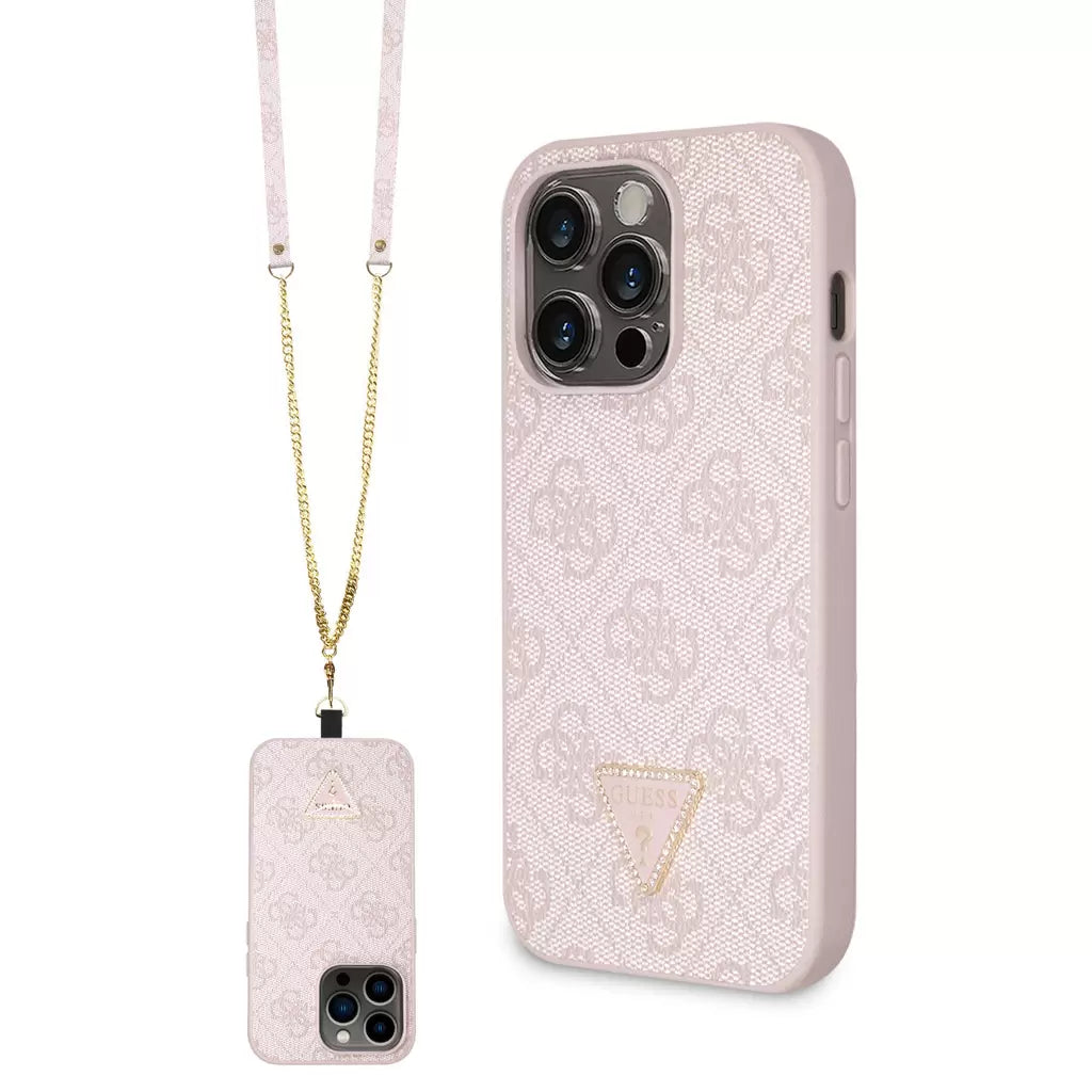 Guess tok + crossbody strap Pink Apple Iphone 15 Pro készülékhez GUHCP15LP4TDSCPP - iPhone 15 Pro tok a Domshop kínálatából